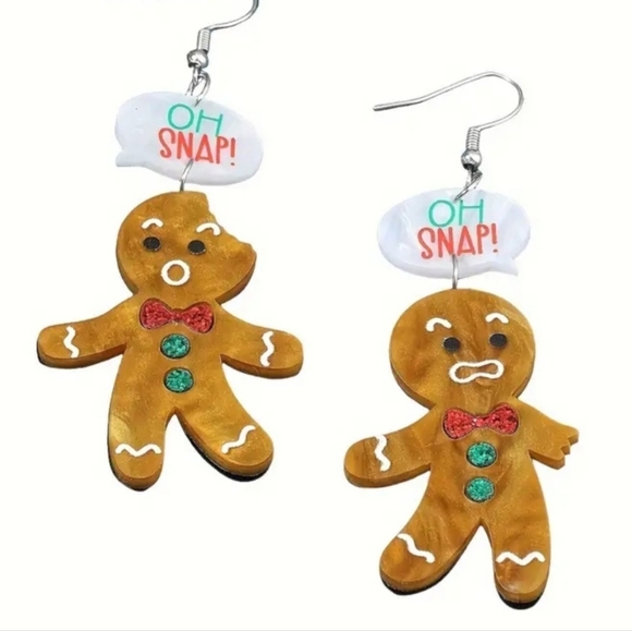 CHISTMAS/HOLIDAY OH SNAP GINGERBREAD MAN EARRINGS - Picture 1 of 5